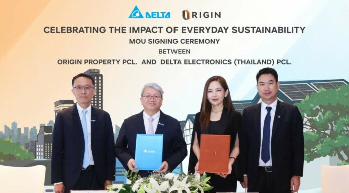ออริจิ้น พร็อพเพอร์ตี้จับมือเดลต้า ประเทศไทย เพื่อจัดหาและพัฒนาผลิตภัณฑ์อัจฉริยะและมิตรต่อสิ่งแวดล้อมในโครงการพัฒนาอสังหาริมทรัพย์ ออริจิ้น พร็อพเพอร์ตี้จับมือเดลต้า ประเทศไทย